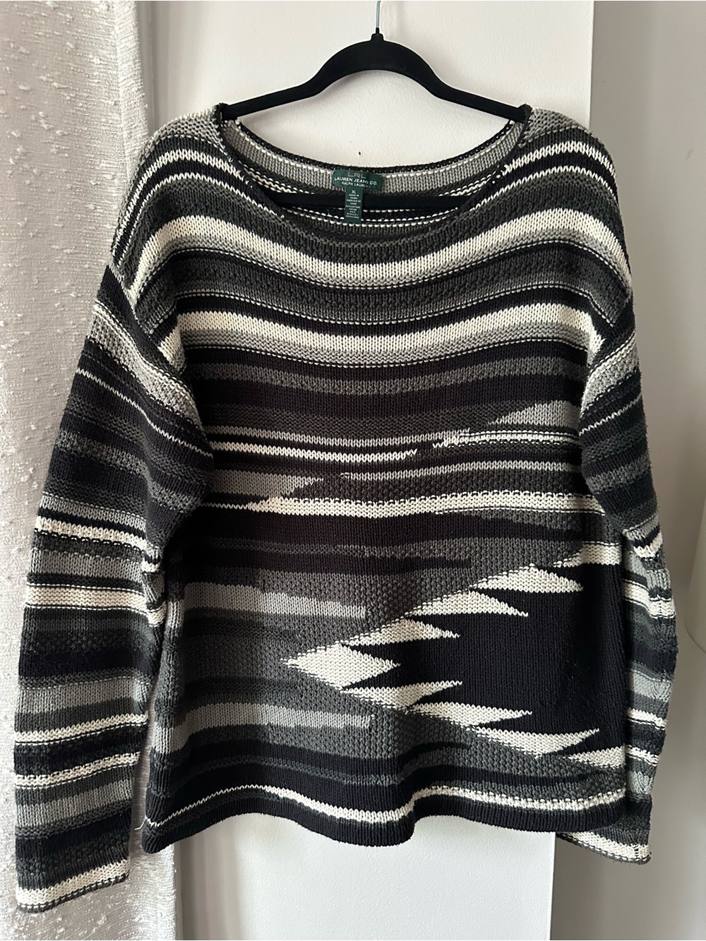 Y2K Vintage Ralph Lauren Jeans Aztec Print Knitted Sweater Sz XL